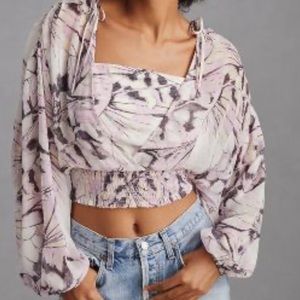 NWT ANTHROPOLOGIE SHEER PEASANT TOP